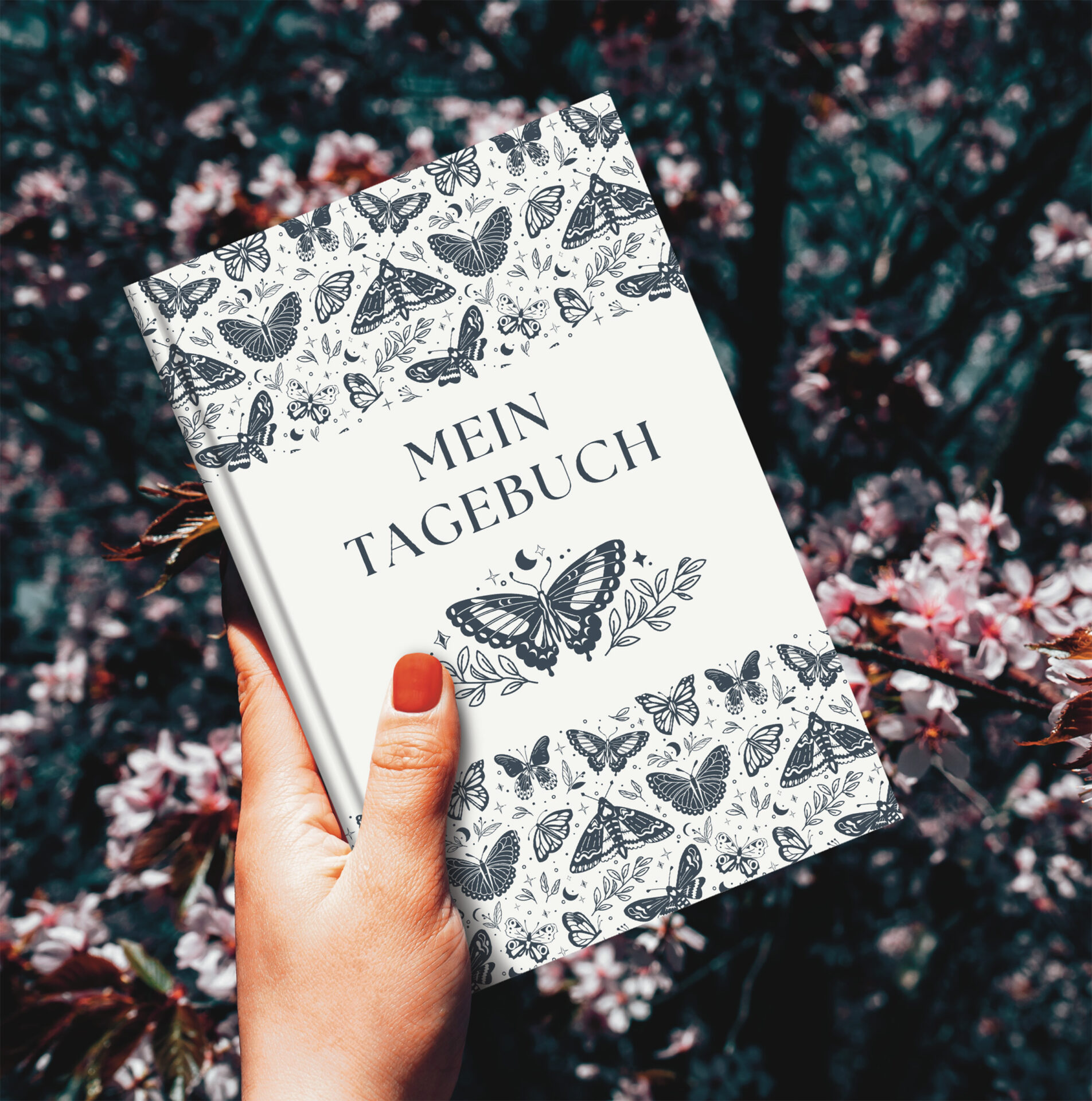 Nachtfalter Journal schwarz, liniertes Tagebuch