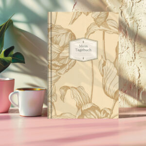 Tulpenzauber Tagebuch in Beige – liniertes Journal mit floraler Zeichnung für achtsames Schreiben.