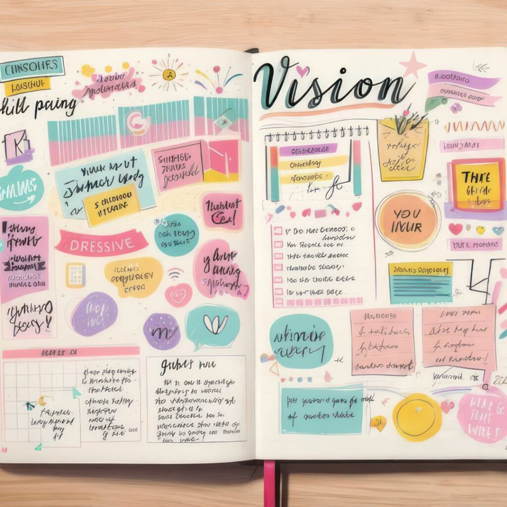 Bullet Journal vs Guided Journal Notizbuch auf Schreibtisch mit Stift