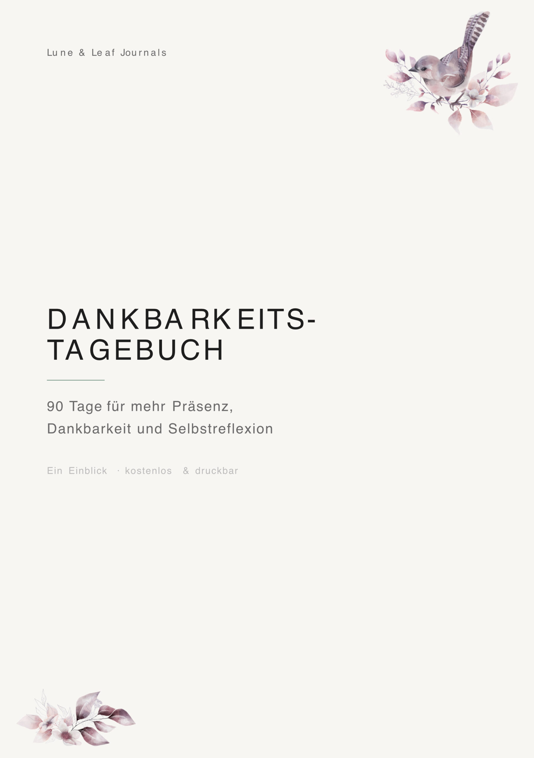 Dankbarkeitstagebuch PDF Freebie – Cover mit Pastellillustration