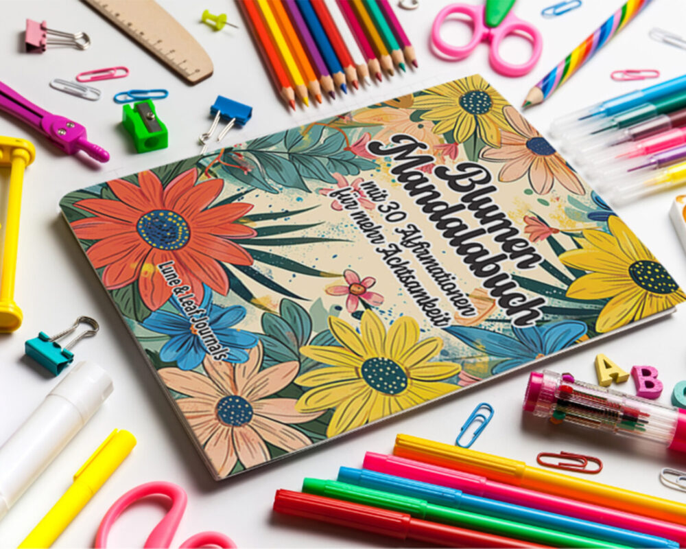 Eins meiner Achtsamkeits-Malbücher für Erwachsene mit floralen Motiven – Ausmalen für Ruhe und Entspannung.