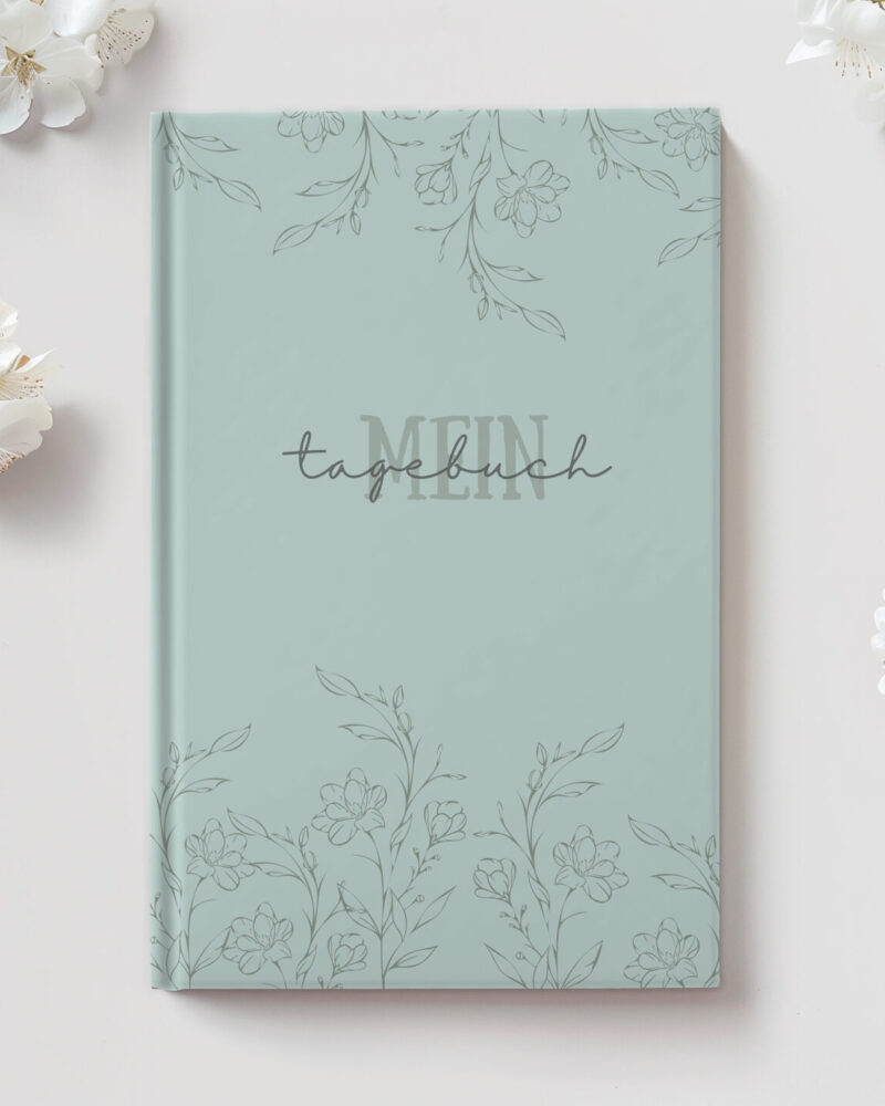 Blütenranken Tagebuch in Mint – liniertes Journal mit floralen Linien für achtsames Schreiben.