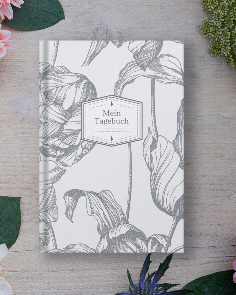 Tulpenzauber Tagebuch – liniertes Notizbuch im minimalistischen Stil.