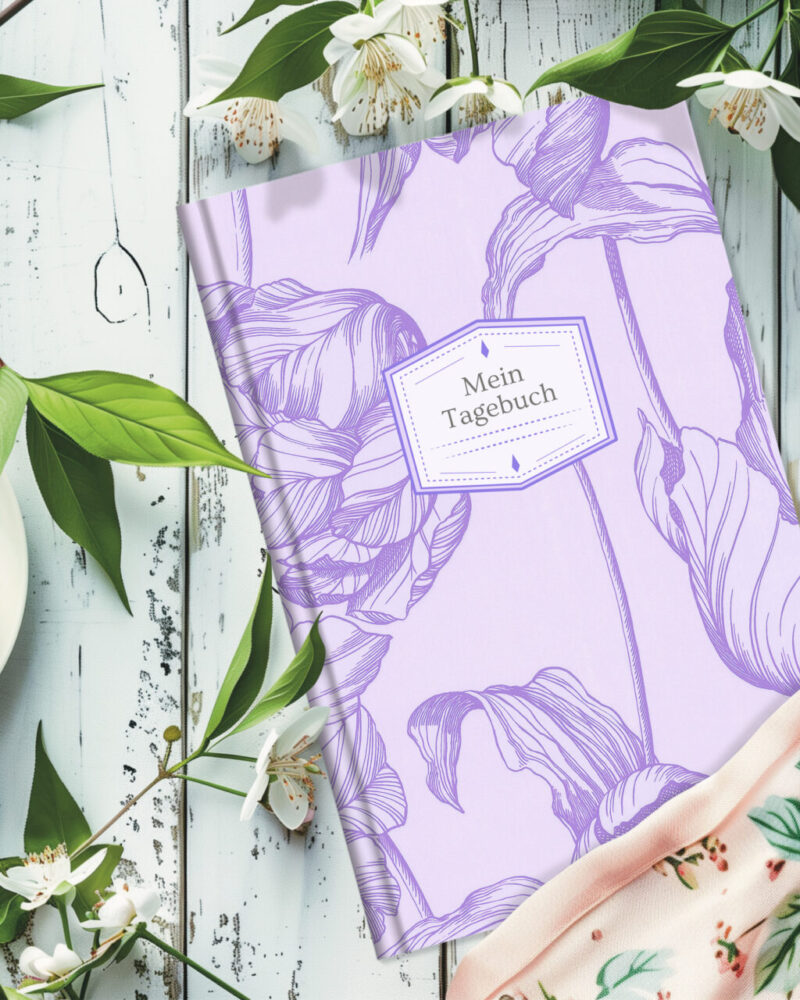 Lila Tulpenzauber Tagebuch – poetisches Journal für kreative Gedanken.